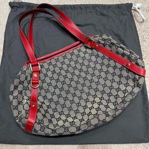Gucci GG Canvas Red Leather Trim Medium Abbey Shoulder Bag